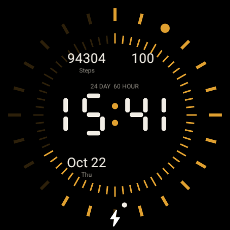 Day And Hour, Classic style: large drawn numerals with a day ring and an hour ring